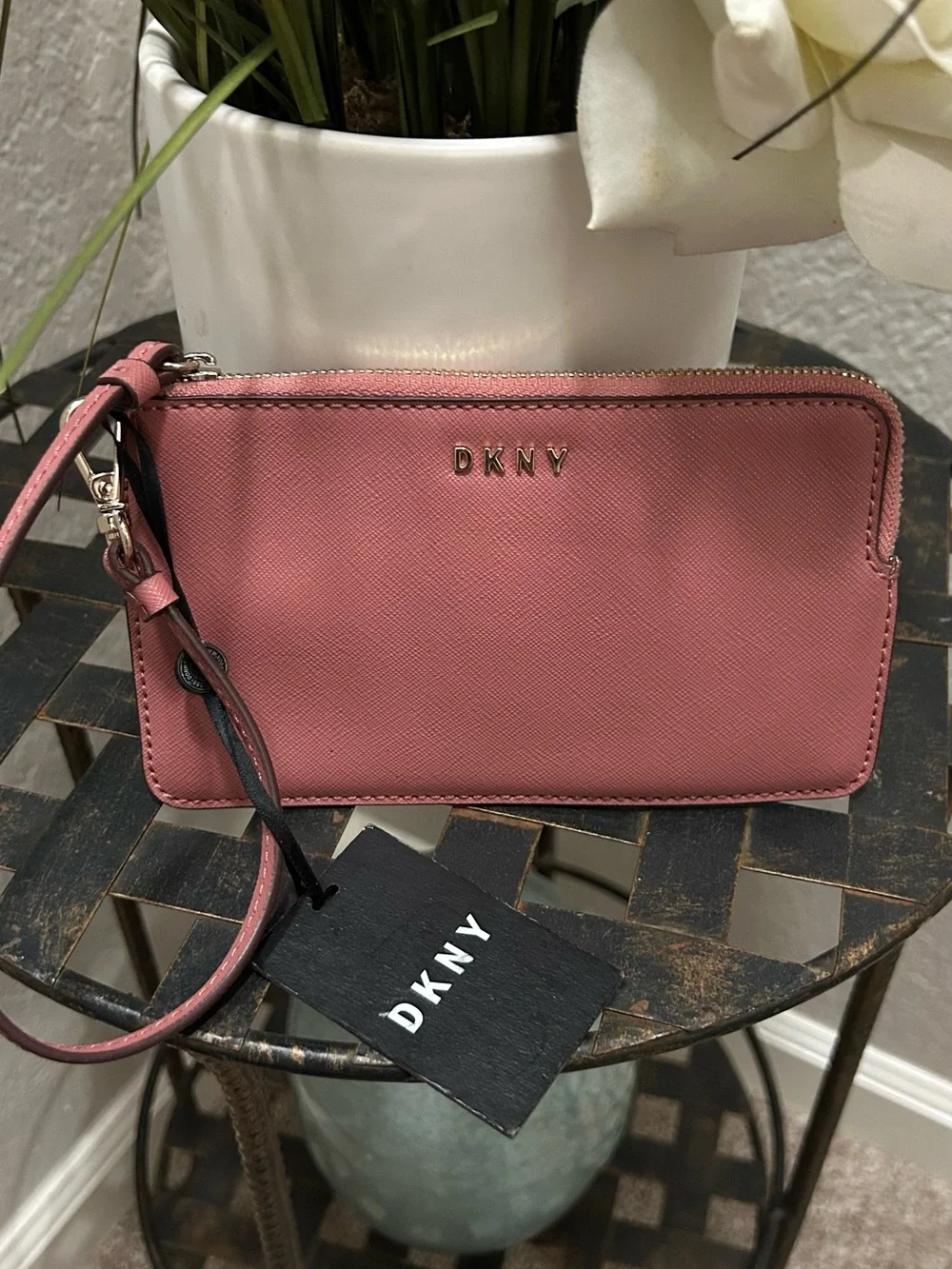 DKNY Rose Pink Wristlet Clutch with Removable Strap